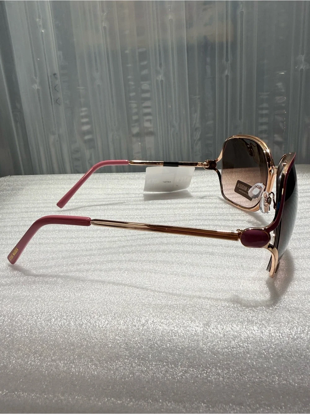 Steve Madden NWT Outlook Pink & Gold Butterfly Sunglasses X1708 “just married”